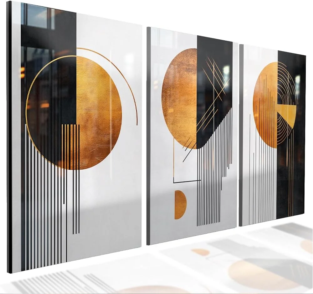 Conjunto de 3 Quadros Decorativos Abstratos