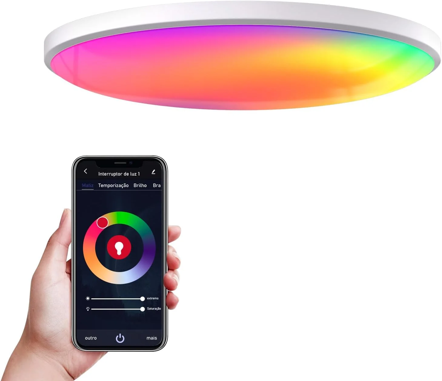 Luminária Plafon LED Inteligente com Wi-Fi